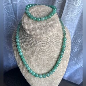 Green strawberry quartz necklace set 18’